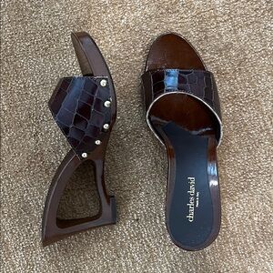 Charles David Brown Slide Wedge Heels